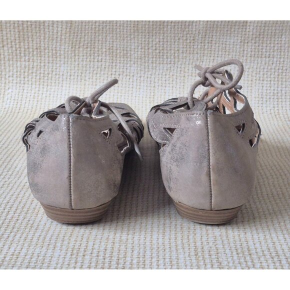 MIA Sandals Cutout Peep Toe Lace Up Gold/ Taupe Comfort Ladies Size 8.5M - Picture 6 of 9